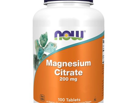 Now Foods, Magnesium Citrate, 200mg Magnesio, 100 Tabletas veganas, Probado en Laboratorio, Vegetariano, Sin Gluten, Sin Soja, No GMO Embalaje Deteriorado Cheap