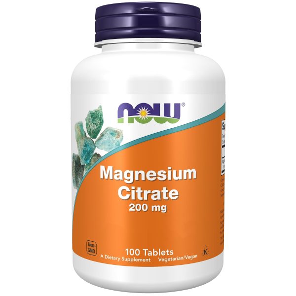 Now Foods, Magnesium Citrate, 200mg Magnesio, 100 Tabletas veganas, Probado en Laboratorio, Vegetariano, Sin Gluten, Sin Soja, No GMO Embalaje Deteriorado Cheap