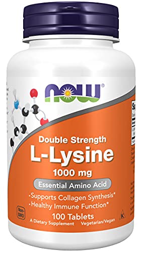 Now Foods, L-Lisina, Doble Fuerza, 1.000mg, 100 Tabletas veganas, Probadas en Laboratorio, Aminoácido, Sin Gluten, Sin Soya, Vegetariano Embalaje Deteriorado Hot on Sale