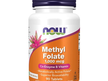 Now Foods, Methyl Folate (Ácido Fólico), 1.000mcg, 90 Comprimidos veganos, Probado en Laboratorio, Vitamina B9, Sin Gluten, Sin Soja, Vegetariano Embalaje Deteriorado Hot on Sale