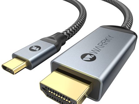 Cable USB C a HDMI WARRKY 4K, Cable Trenzado USB Tipo C a HDMI 1M [Conector Dorado, Carcasa de Aluminio] Compatible con MacBook Pro Air, iPad Pro, Mac Mini Pro, iMac, Galaxy S23, XPS, HP, etc. Embalaje Deteriorado Online now