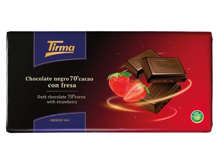 Tableta de Chocolate Negro Tirma con Fresa, 70% Cacao, 125 Gramos Online now