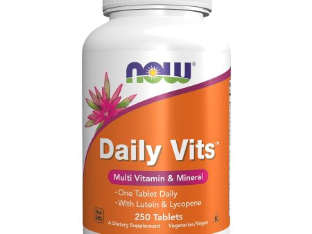 Now Foods, Daily Vits, Vitaminas Diarias, Multivitaminas, 250 Comprimidos veganos, Probado en Laboratorio, Sin Gluten, Sin Soja, Vegetariano, Sin OGM Embalaje Deteriorado For Sale