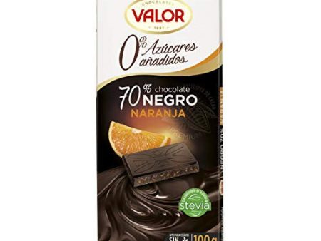 Valor - Chocolate Negro 70% con Naranja y Sin Azúcares Añadidos. Chocolate intenso y equilibrado. Todo el placer sin azúcar. Sin Glúten y Apto para Diabéticos - 100 Gramos (Cad: 31 05 2024) For Cheap