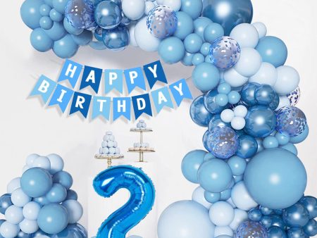 Decoración de Cumpleaños de Bebé Niño de 2 años, Globo de Cumpleaños Arco Azul de 2 años Embalaje Deteriorado Online now