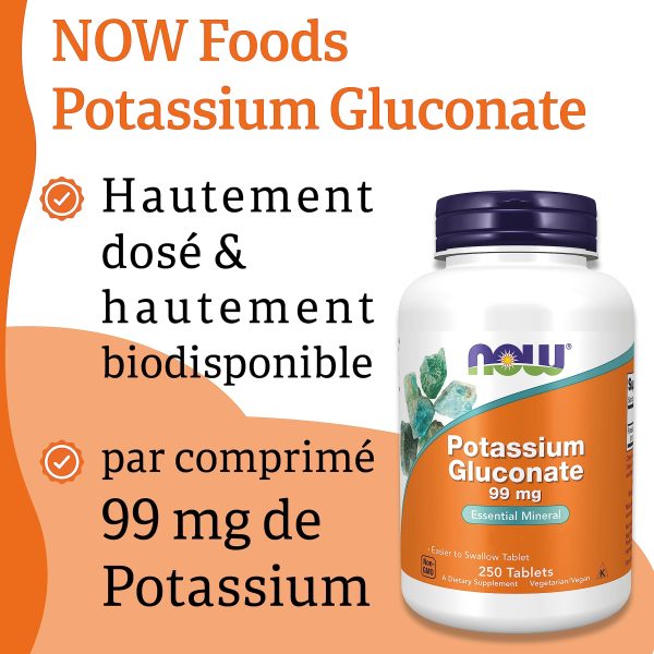 Now Foods, Gluconato de Potasio, 99mg, 250 Comprimidos veganos, Probado en Laboratorio, Sin Gluten, Sin Soja, Vegetariano, Sin OGM Embalaje Deteriorado Fashion